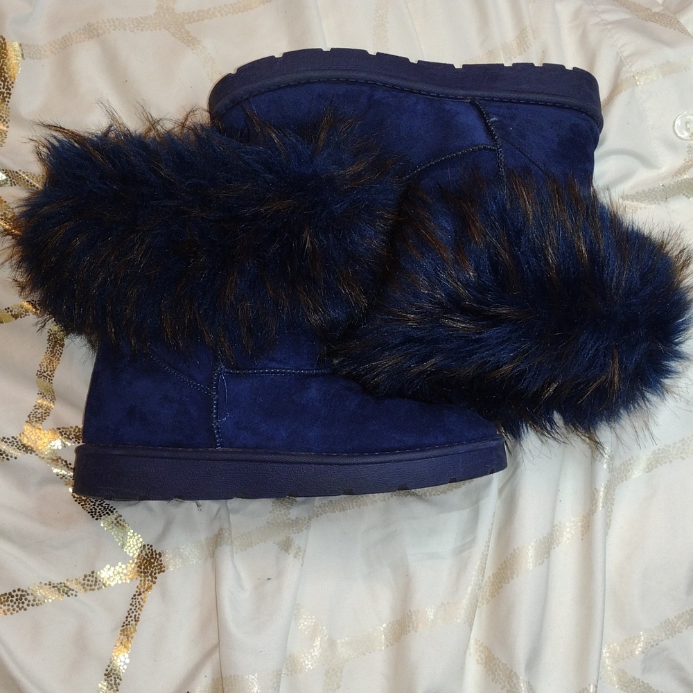 Blue Fuzzy Boots